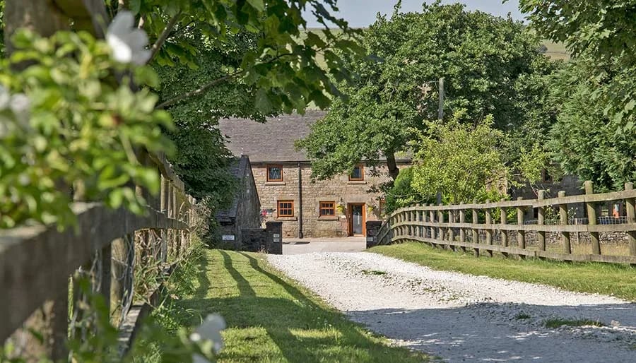 Exterior of Mixon View, a 17th-century stone barn