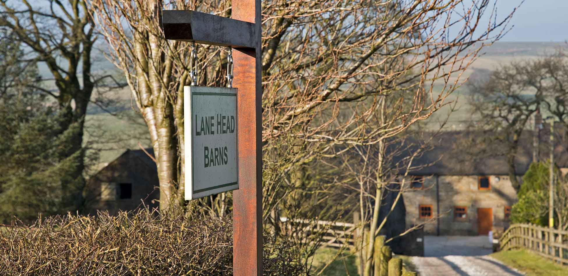The Lane Head Barns sign at the entrance to the farm